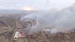 Dron natočil zkázu na Ukrajině po výbuchu muničního skladu