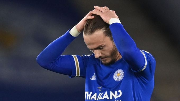 Soccer Football - Premier League - Leicester City v Newcastle United - King Power Stadium, Leicester, Britain - May 7, 2021 Leicester City's James Maddison looks dejected