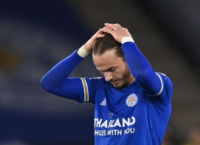 Soccer Football - Premier League - Leicester City v Newcastle United - King Power Stadium, Leicester, Britain - May 7, 2021 Leicester City's James Maddison looks dejected