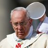 Pope Francis has his hat removed as he leads the Easter mass in Saint Peter's Square at the Vatican