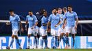 Manchester City - Olympique Lyon. Radost hráčů City po gólu na 1:1.