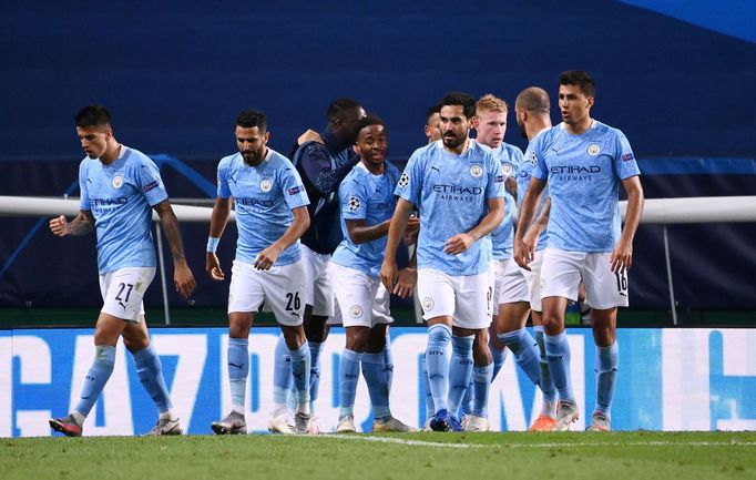 Manchester City - Olympique Lyon. Radost hráčů City po gólu na 1:1.