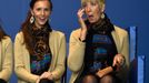 Annie Verret and watch Angie Watson watch during the opening ceremony of the 40th Ryder Cup at Gleneagles