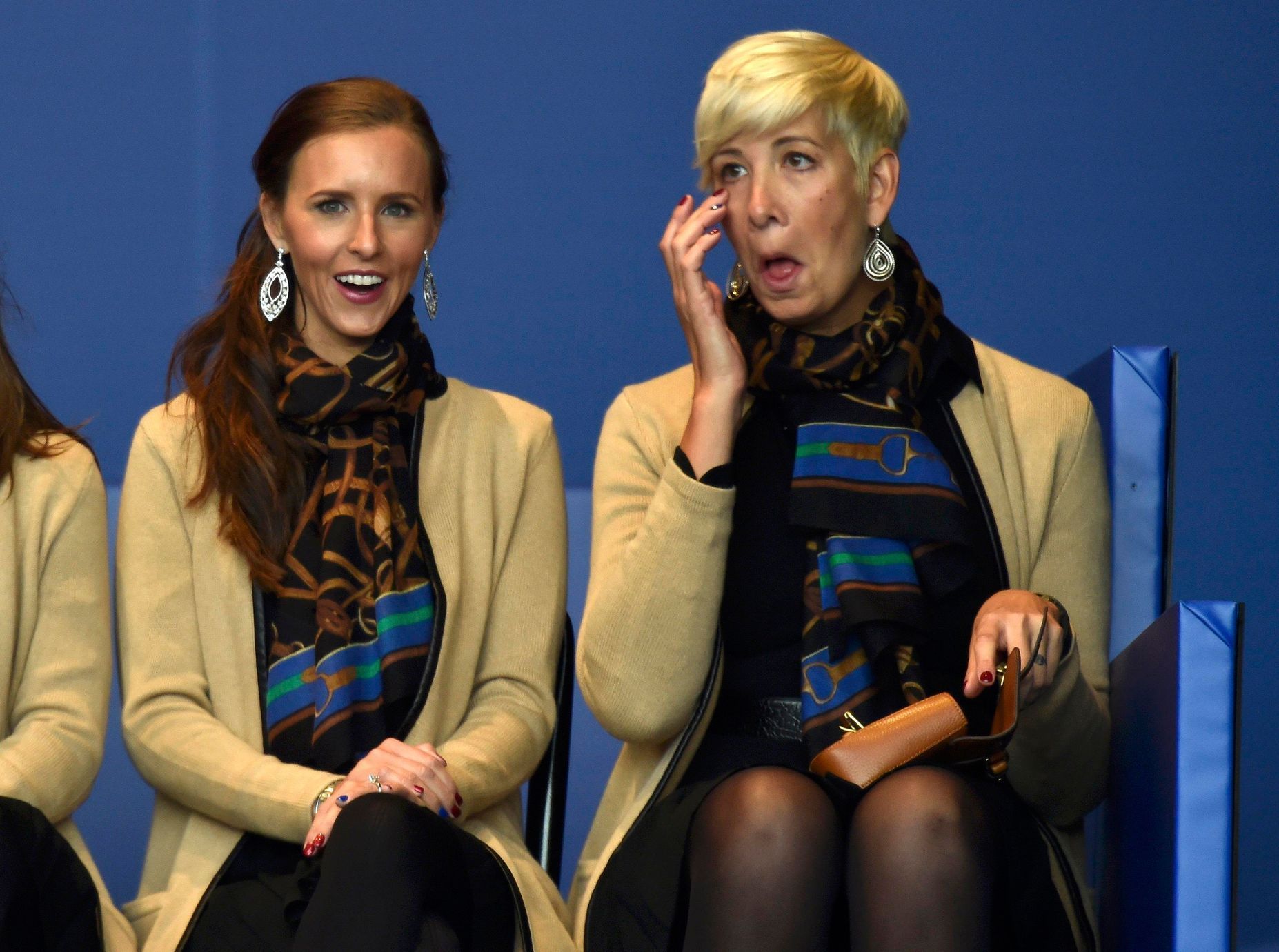 Annie Verret and watch Angie Watson watch during the opening ceremony of the 40th Ryder Cup at Gleneagles