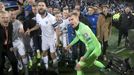 Soccer Football - Euro 2020 - Group J Qualification - Finland v Liechtenstein - Helsinki, Finland November 15, 2019. Captain Tim Sparv and goalkeeper Lukas Hradecky of Fi