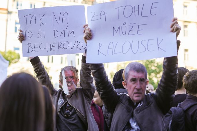 Demonstrace na Václavském náměstí.