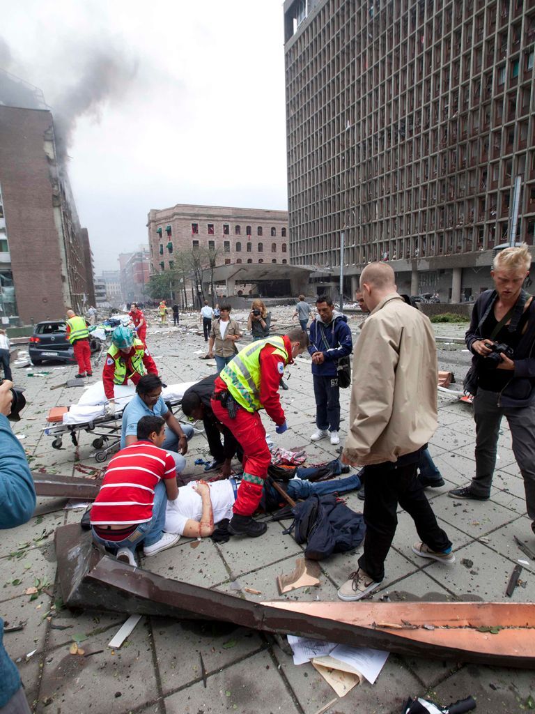 Výbuch bomby v Oslu