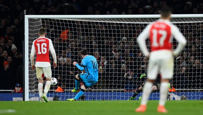 Lionel Messi scores the second goal for Barcelona from the penalty spot