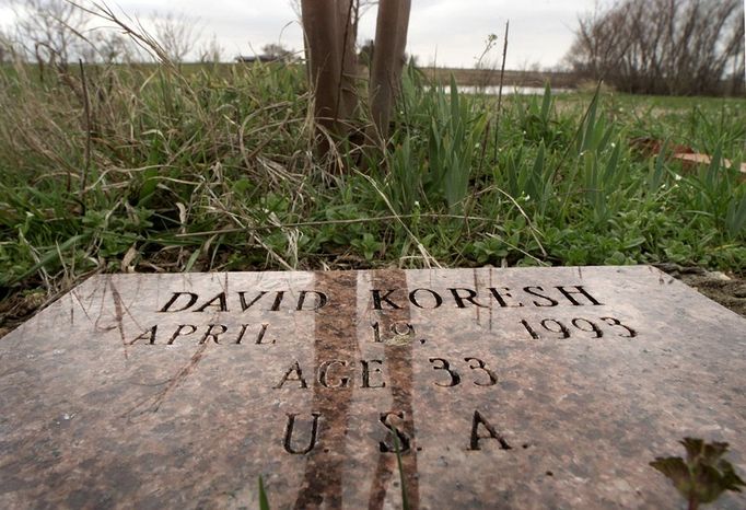 Waco A tree and granite marker commemorates each of the 82 Branch Davidians and David Koresh who died in the April 19, 1993 fiery end of a 51-day standoff with federal agents at Mount Carmel, the Branch Davidian compound, February 27, 2003.