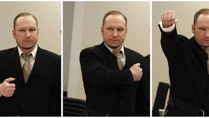 Breivik u soudu pozdravil po svém.