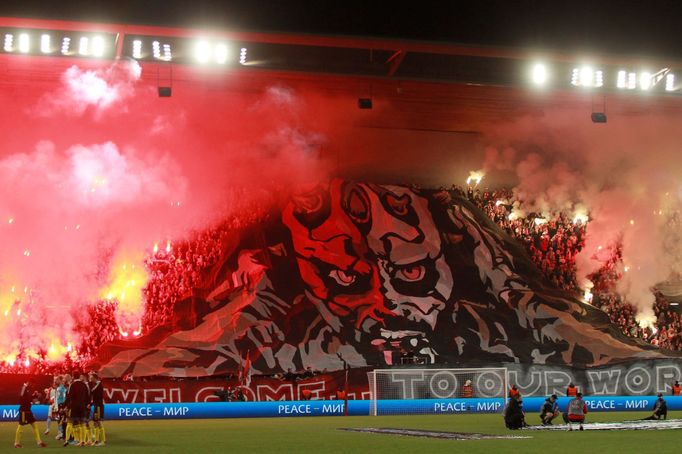 Choreo fanoušků Slavie