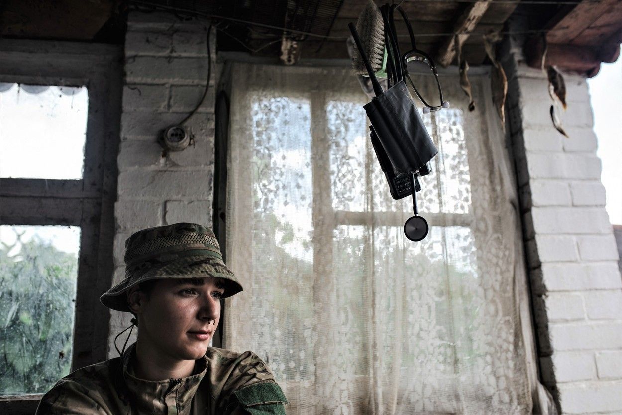 Ukrajina žena vojačka medička Donbas