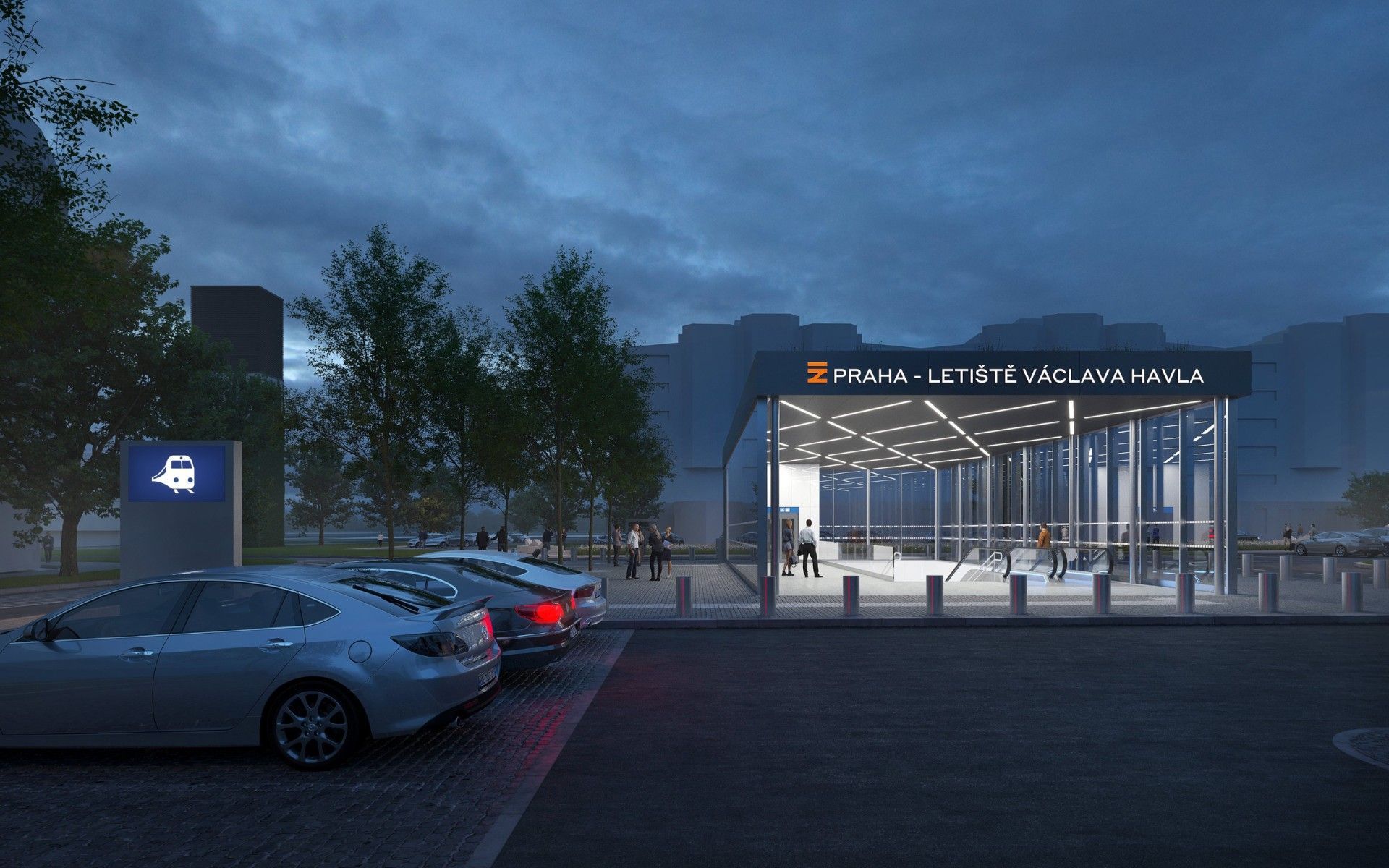 letiště václava havla, letiště, doprava, vlak, stavba