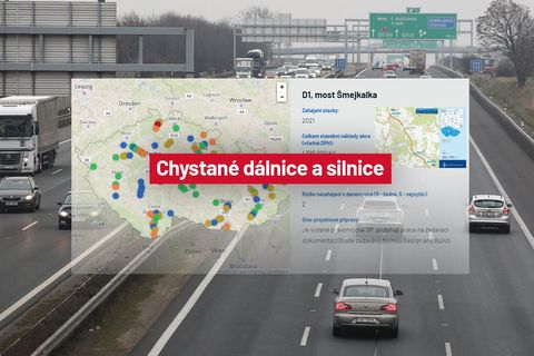 Mapa: Chystané dálnice a silnice na roky 2021 - 2023 a problémy s jejich dokončením