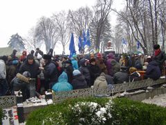 "Antimajdan" příznivců Janukovyče a jeho strany má také stany a občerstvení.
