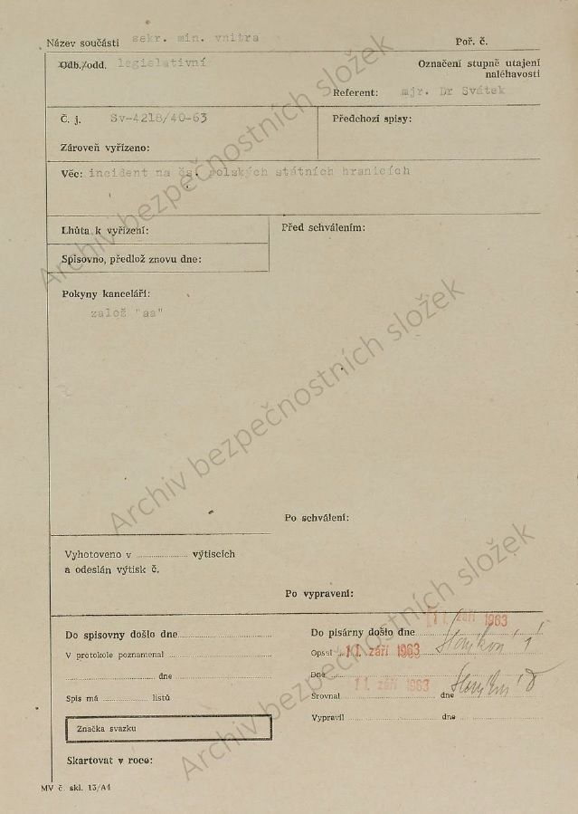 Český Těšín, incident na československo-polské hranici, 1963
