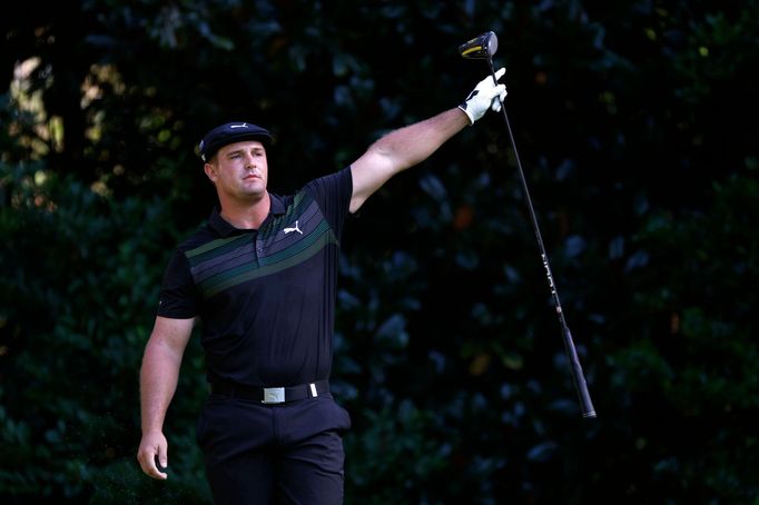 Golf - The Masters - Augusta National Golf Club - Augusta, Georgia, U.S. - November 12, 2020 Bryson DeChambeau of the U.S. reacts during the first round REUTERS/Mike Sega