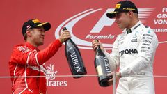 F1, VC Rakouska: Sebastian Vettel, Ferrari a Valtteri Bottas, Mercedes
