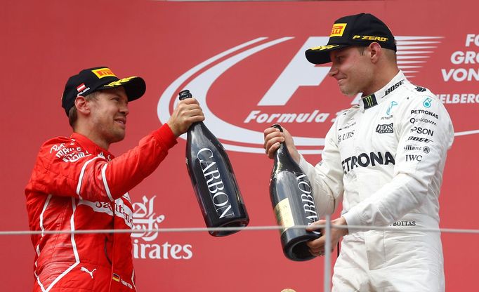 F1, VC Rakouska: Sebastian Vettel, Ferrari a Valtteri Bottas, Mercedes