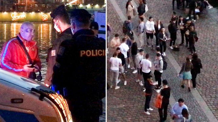 Náplavka se opět zaplnila lidmi. Za těmi bez roušek a s alkoholem vyrazili policisté