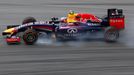 Red Bull Formula One driver Daniel Ricciardo of Australia drives during the first practice session of the Malaysian F1 Grand Prix at Sepang International Circuit outside