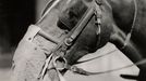 A horse wears a flannelette gas mask at the Chemical Development Laboratory, Philadelphia, in this 1919 handout picture.