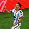 Nahuel Molina slaví gól ve čtvrtfinále MS 2022 Nizozemsko - Argentina