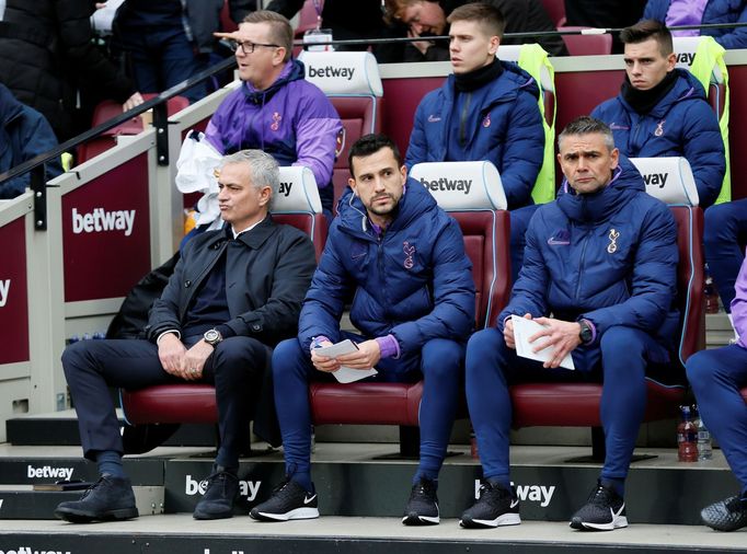 Soccer Football - Premier League - West Ham United v Tottenham Hotspur - London Stadium, London, Britain - November 23, 2019  Tottenham Hotspur manager Jose Mourinho and