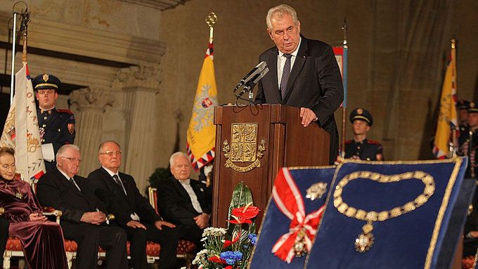 Miloš Zeman při loňském ceremoniálu ve Vladislavském sále.