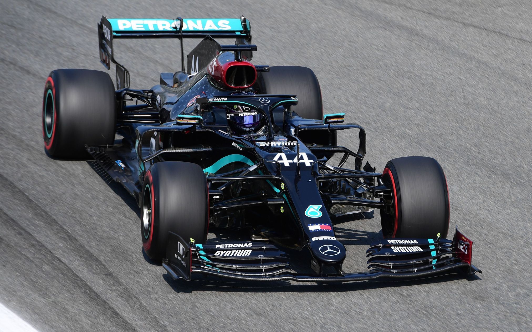 Lewis Hamilton v Mercedesu  ve Velké ceně Itálie formule 1 2020