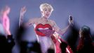 U.S. singer Miley Cyrus performs at the O2 Arena in central London