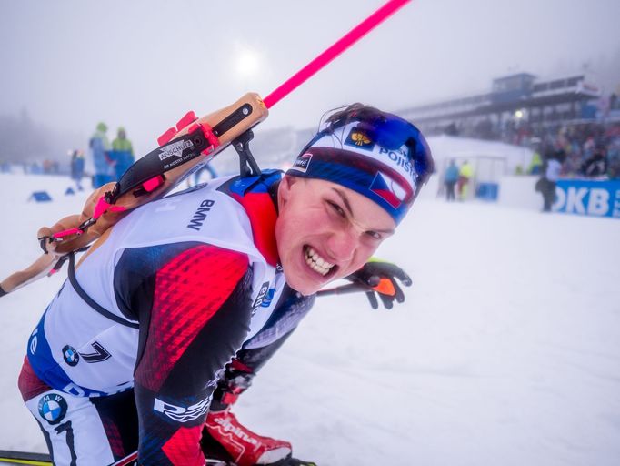 SP v biatlonu 2018/19, Oberhof, štafeta mužů: Jakub Štvrtecký v cíli