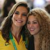 Singer Shakira from Colombia poses with Brazil singer Ivete