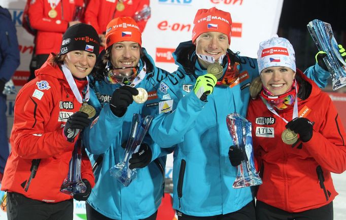 MS v biatlonu 2013: Jaroslav Soukup, Veronika Vítková, Gabriela Soukalová, Ondřej Moravec