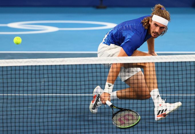 Stefanos Tsitsipas během utkání 2. kola proti Francesi Tiafoemu.