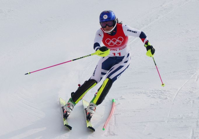 2022 Beijing Olympics - Alpine Skiing - Women's Slalom Run 1 - National Alpine Skiing Centre, Yanqing district, Beijing, China - February 9, 2022. Martina Dubovska of Cze