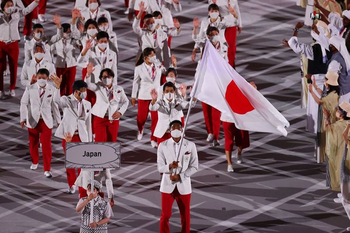 Japonská výprava při slavnostním zahájení her v Tokiu 2020