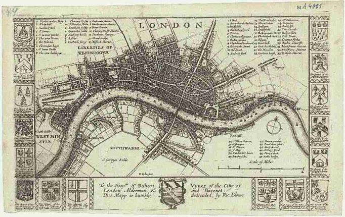 Václav Hollar: mapa Londýna, 1666