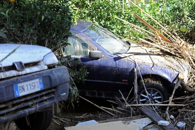 Záplavy na Sicílii v obci Casteldaccia kousek u Palerma, listopad 2018