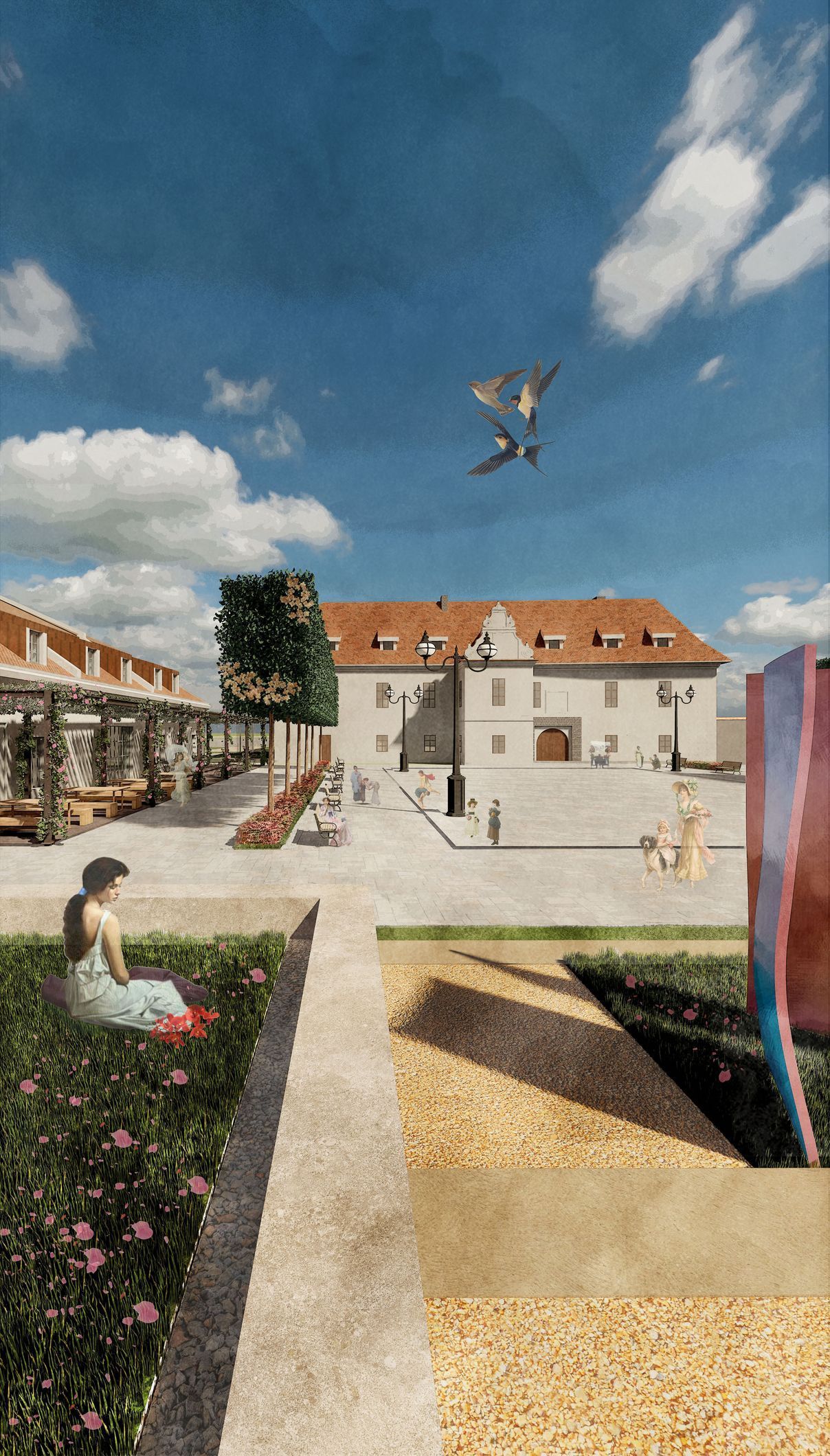 zámek, zámek Bzí, rekonstrukce, vizualizace, architektura