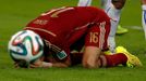 Spain's Sergio Busquets reacts after missing a chance to score a goal during their 2014 World Cup Group B soccer match against Chile at the Maracana stadium in Rio de Jan