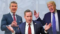 koláž - Hegseth, Waltz, Trump