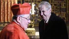 Prezident ČR Miloš Zeman a pražský arcibiskup a kardinál Dominik Duka
