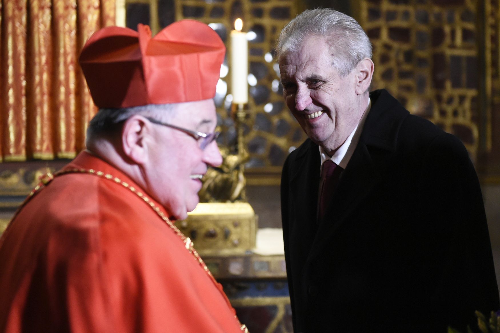 Prezident ČR Miloš Zeman a pražský arcibiskup a kardinál Dominik Duka