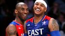 2013 NBA All-Star game: Kobe Bryant (vlevo) a Carmelo Anthony