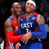 2013 NBA All-Star game: Kobe Bryant (vlevo) a Carmelo Anthony