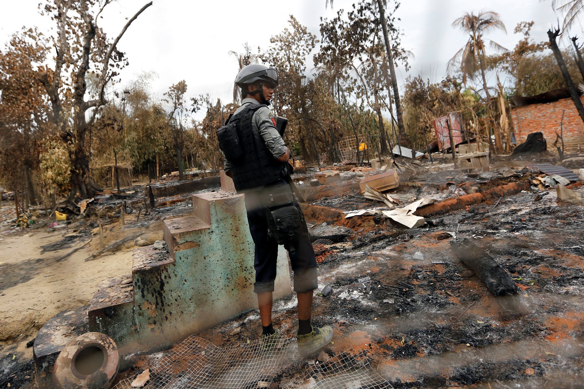 Barma, vypálené vesnice Rohingů