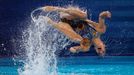 Paris 2024 Olympics - Artistic Swimming - Duet Free Routine - Aquatics Centre, Saint-Denis, France - August 10, 2024. Duet Netherlands performs. REUTERS/Maye-E Wong