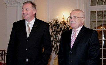 Klaus s Topolánkem v Lánech v roce 2008