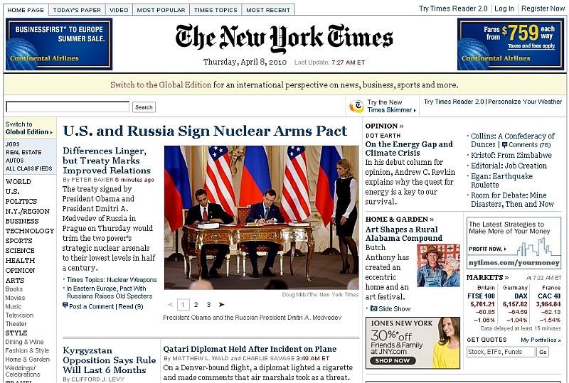 Pražský summit Obama-Medveděv ve světových médiích